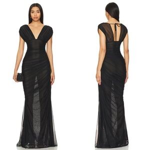 NBD Elegant Black Sheer Maxi Dress